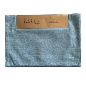 NICOLE MILLER Blue Chenille Placemats 13x18 Designer Holiday Velour Decor New